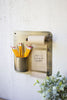 Brass Hanging Note Roll w Pencil Cup